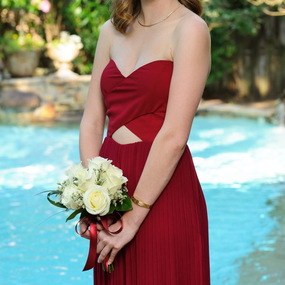 Fame and Partners pleated red jumpsuit